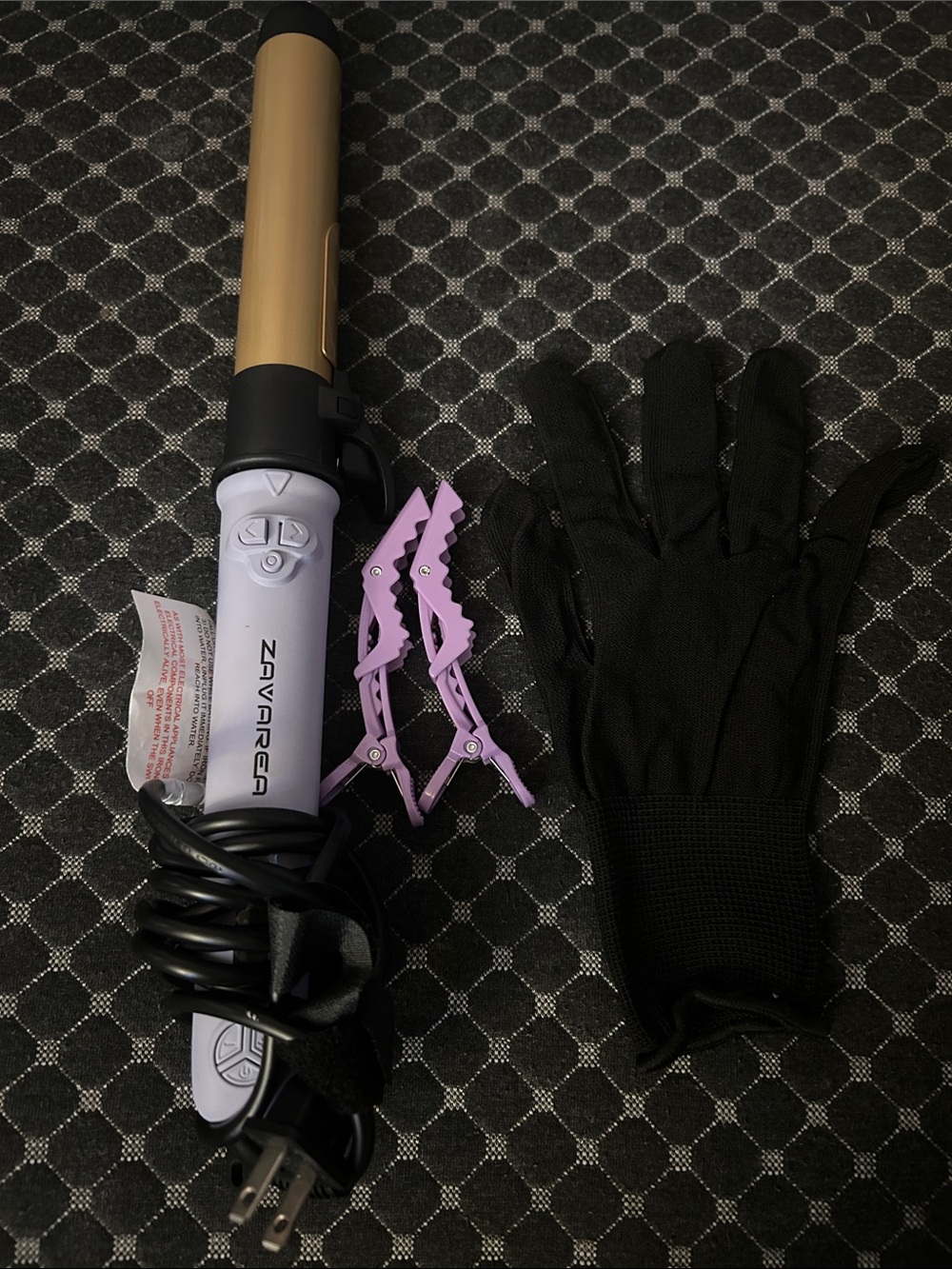 Gold & Lavender Ceramic Curling Wand with Heat-Resistant Glove